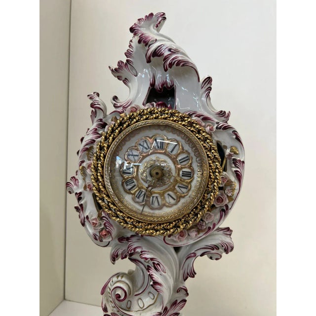 Fabris Rococo Style Porcelain Clock, 1980s For Sale - Image 9 of 14