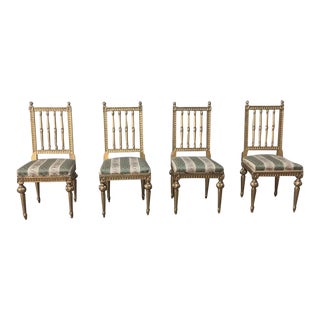 Set of Four 19th Century Swedish Louis XVI Gilded Chairs For Sale