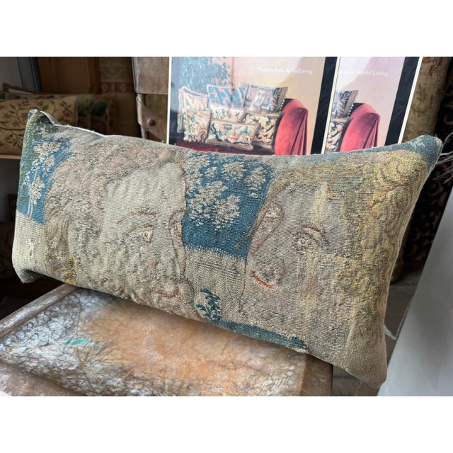 Renaissance 16th Century Brussels Figural Tapestry Pillow With Renaissance Portraits For Sale - Image 3 of 5