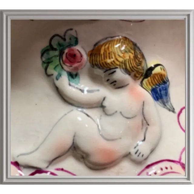 Rococo Mid-Century Capodimonte Candelabra Lamp- Cherub For Sale - Image 3 of 12