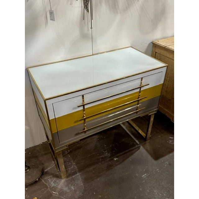 Glass Murano Glass and Brass Designer Multi-Glass Side Table For Sale - Image 7 of 7