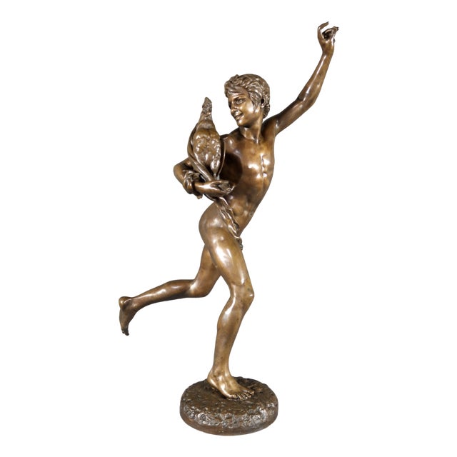 A. Falguière, Winner in the Cockfight, Late 19th Century, Bronze For Sale