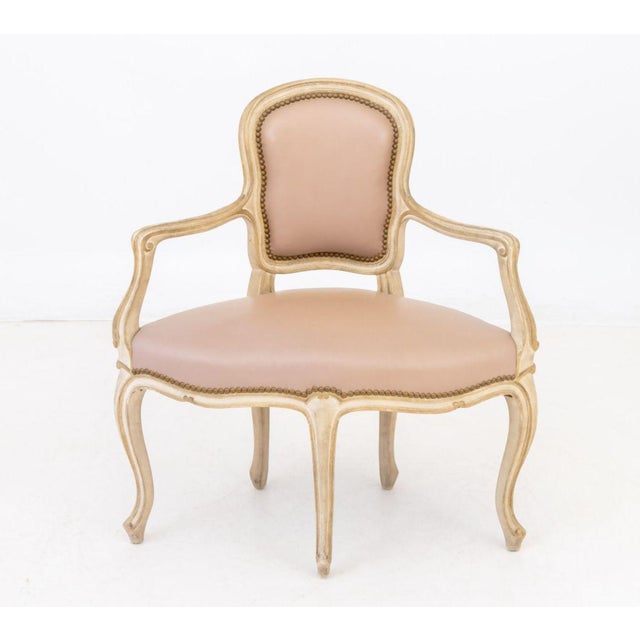 Louis XVI Style White Painted Fauteuil For Sale - Image 4 of 7