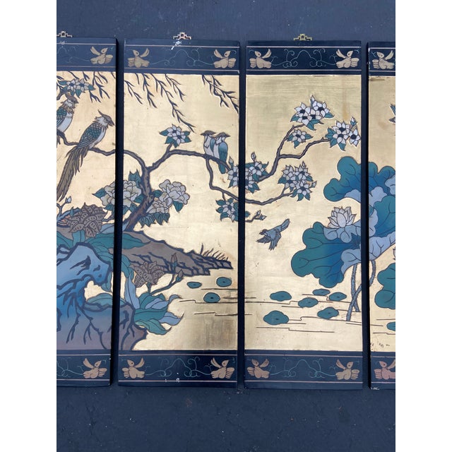 Chinese Vintage Chinese 4-Panel Coromandel Lacquer Wall Hangings For Sale - Image 3 of 10