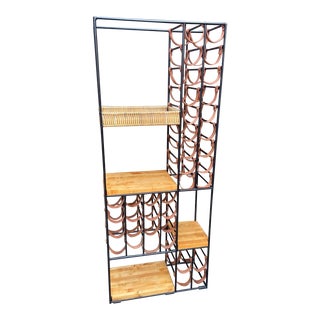 Mid-Century Large Arthur Umanoff Iron and Leather Wine Rack For Sale