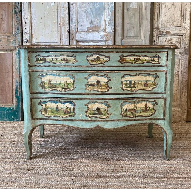Italian Painted Commode With Artist Scenes - 18th C For Sale - Image 11 of 11
