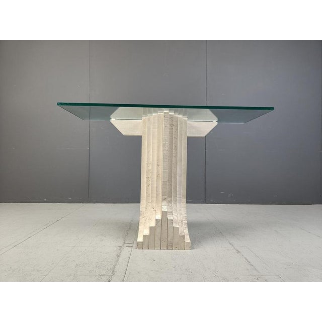 1970s Vintage Travertine Console Table in the manner of Carlo Scarpa, 1970s For Sale - Image 5 of 12