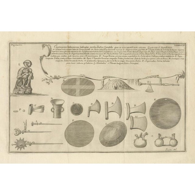 Gold Antique Engraving of Inca Antiquities from Peru by Jorge Juan & Ulloa, 1748 For Sale - Image 8 of 9