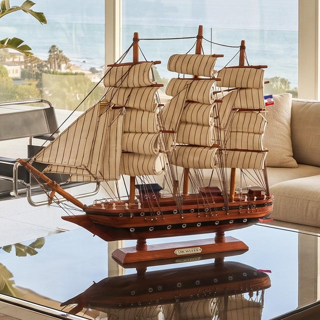 1970s astonishing handmade "croatia" model ship. Made in england. A charming and meticulously handcrafted vintage wooden...