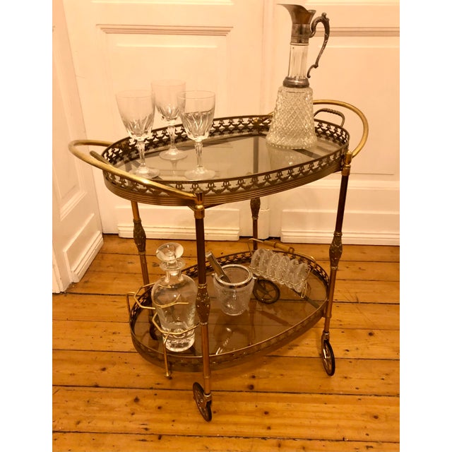 Neoclassical Brass Serving Trolley, 1960s, in Very Good conditions. Designed 1960 to 1969