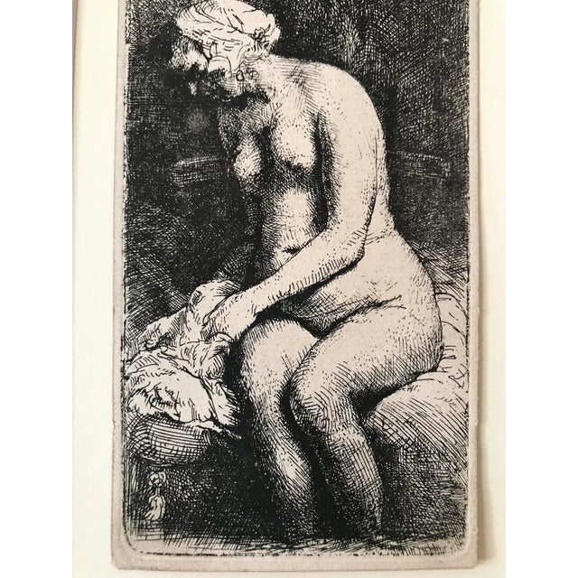 Original Antique Rembrandt Etching Woman Bathing Her Feet at a Brook 1658 For Sale In New York - Image 6 of 8