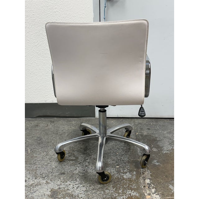 2010s Crate & Barrel Ripple Ivory Bicast Leather Office Chair For Sale - Image 5 of 12