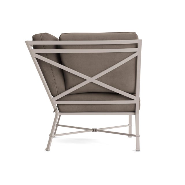 Contemporary Brown Jordan Venetian Corner Sectional, Dove frame with Fusion Taupe fabric For Sale - Image 3 of 11