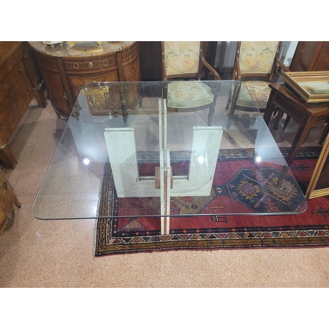 Travertine and Marble Dining Table with Glass Top, 1970s For Sale - Image 9 of 13