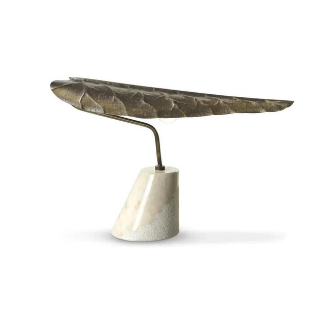Not Yet Made - Made To Order Table Lamp in Hammered Aged Brass with Marble Base For Sale - Image 5 of 6