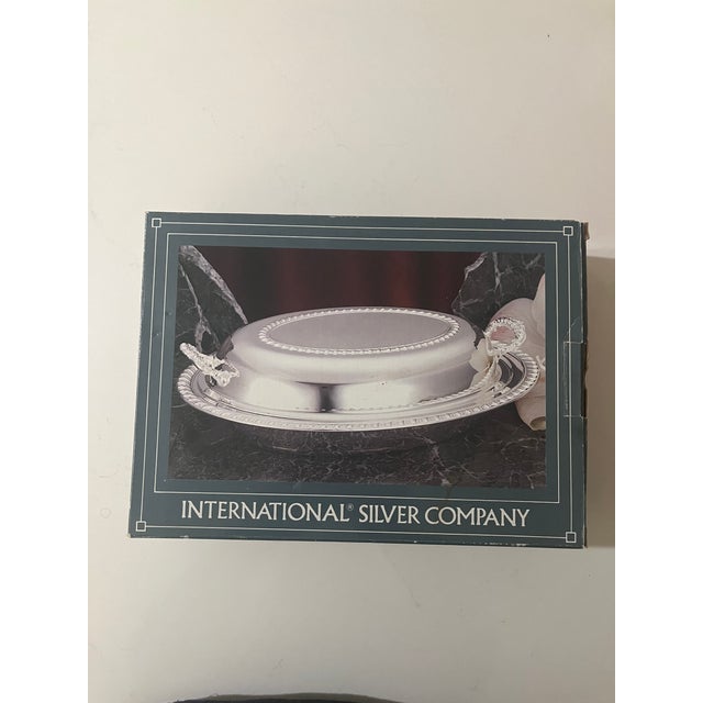 New / Unused 3-Piece Silverplated Vegetable Serving Dish with Pyrex Glass Liner By International Silver Company Vintage -...