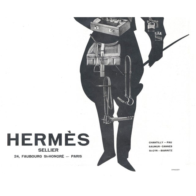 Art Deco 1928 French Art Deco Hermes Advertisemnt Print for the Horse Rider For Sale - Image 3 of 3
