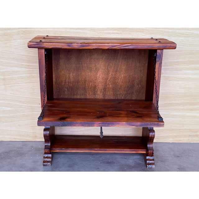 Early 20th Fall front Door rustic console Table with Shelve For Sale - Image 6 of 18