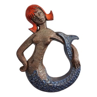 Belgian Ceramic Wall Mermaid, 1970s For Sale
