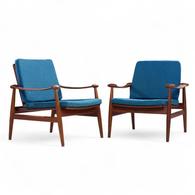 Finn Juhl Mid Century Danish Teak Spade Lounge Chairs - Pair Each chair measures: 29 wide x 30 deep x 32 high, with a seat...