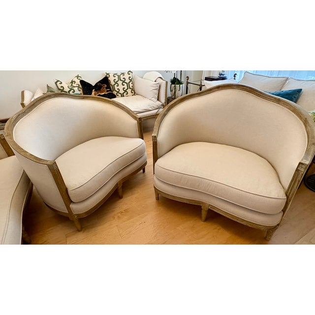 Ballard Designs Pair of Curved Ballard Designs Louis XV Armchairs For Sale - Image 4 of 5