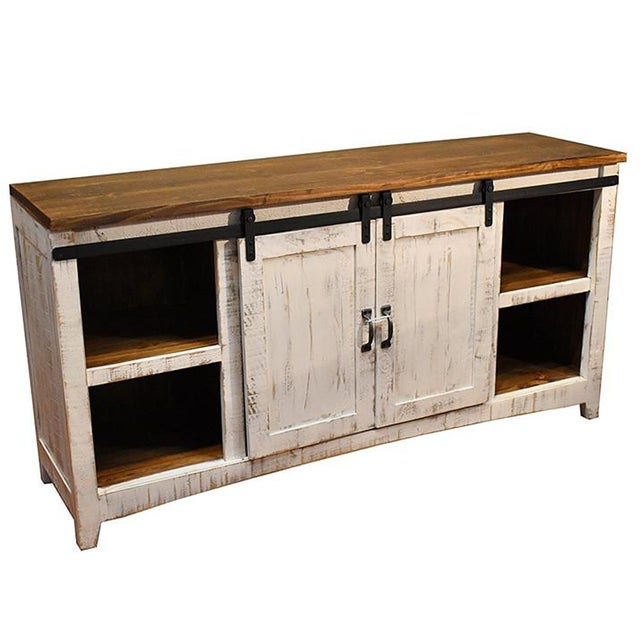Wood Greenview Sliding Door White Console - 68" For Sale - Image 7 of 7