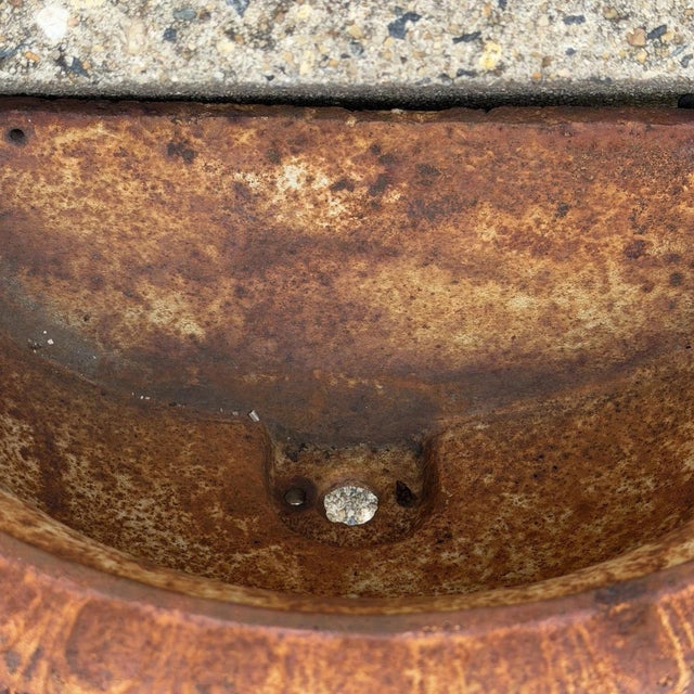 Late 20th Century Late 20th Century French Classical Style Cast Iron Half Round Urn Wall Mounted Garden Planter Pot For Sale - Image 5 of 15