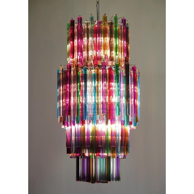 Italian Murano Arlecchino Glass Chandeliers, 1990s, Set of 2 For Sale - Image 9 of 14