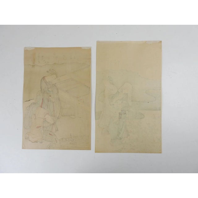 Vintage Japanese Woodblock Prints Summer Beauty - a Pair For Sale - Image 4 of 5