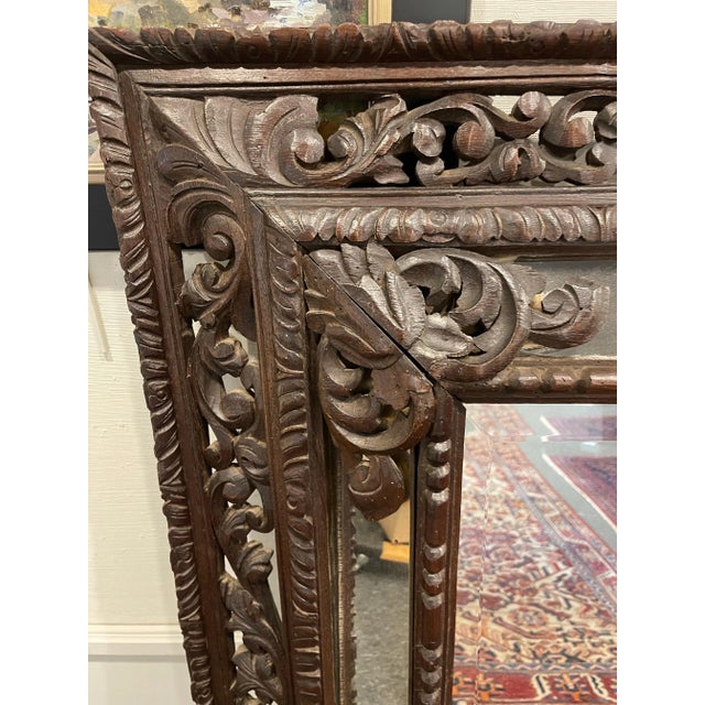 English Horizontal or Vertical Oak Mirror, 19th Century For Sale - Image 4 of 7