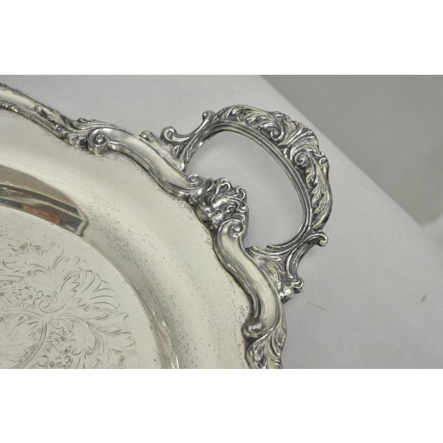 Vintage English Sheridan Silver Plated Large Oval Serving Platter Bar Tray For Sale In Philadelphia - Image 6 of 14