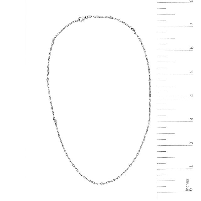 14K White Gold Bezel Set 1.00 Cttw Diamond 11 Station Necklace For Sale In New York - Image 6 of 6