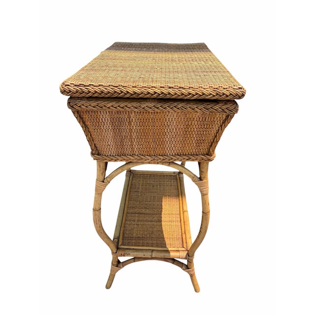 Boho Chic 20th Century Boho Chic Rattan Table With Storage Compartment For Sale - Image 3 of 8