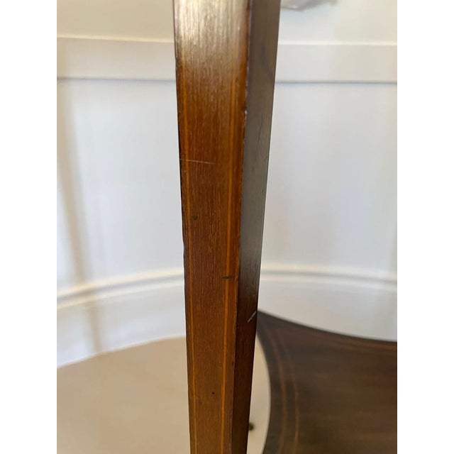 Antique Edwardian Oval Inlaid Mahogany Lamp Table For Sale - Image 14 of 16