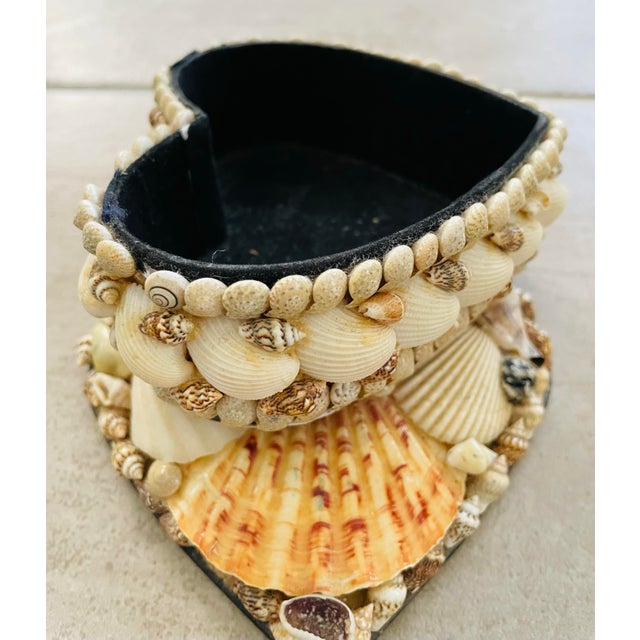 American Vintage Seashell Heart Shaped Jewelry Trinket Box For Sale - Image 3 of 8