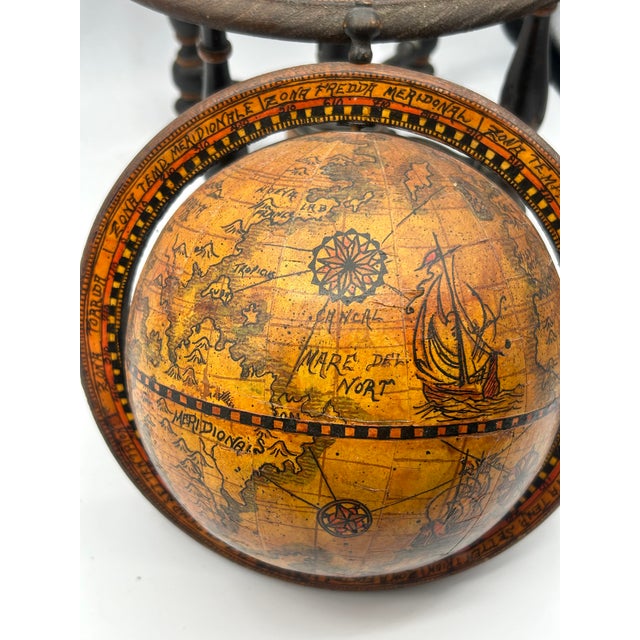 Wood Vintage Italian Zodiac Desk Globe on Dark Wood Stand For Sale - Image 7 of 15
