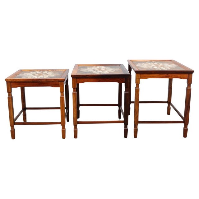 Mid-Century Danish Nesting Tables with Tile Tops, 1960s, Set of 3 For Sale - Image 13 of 13