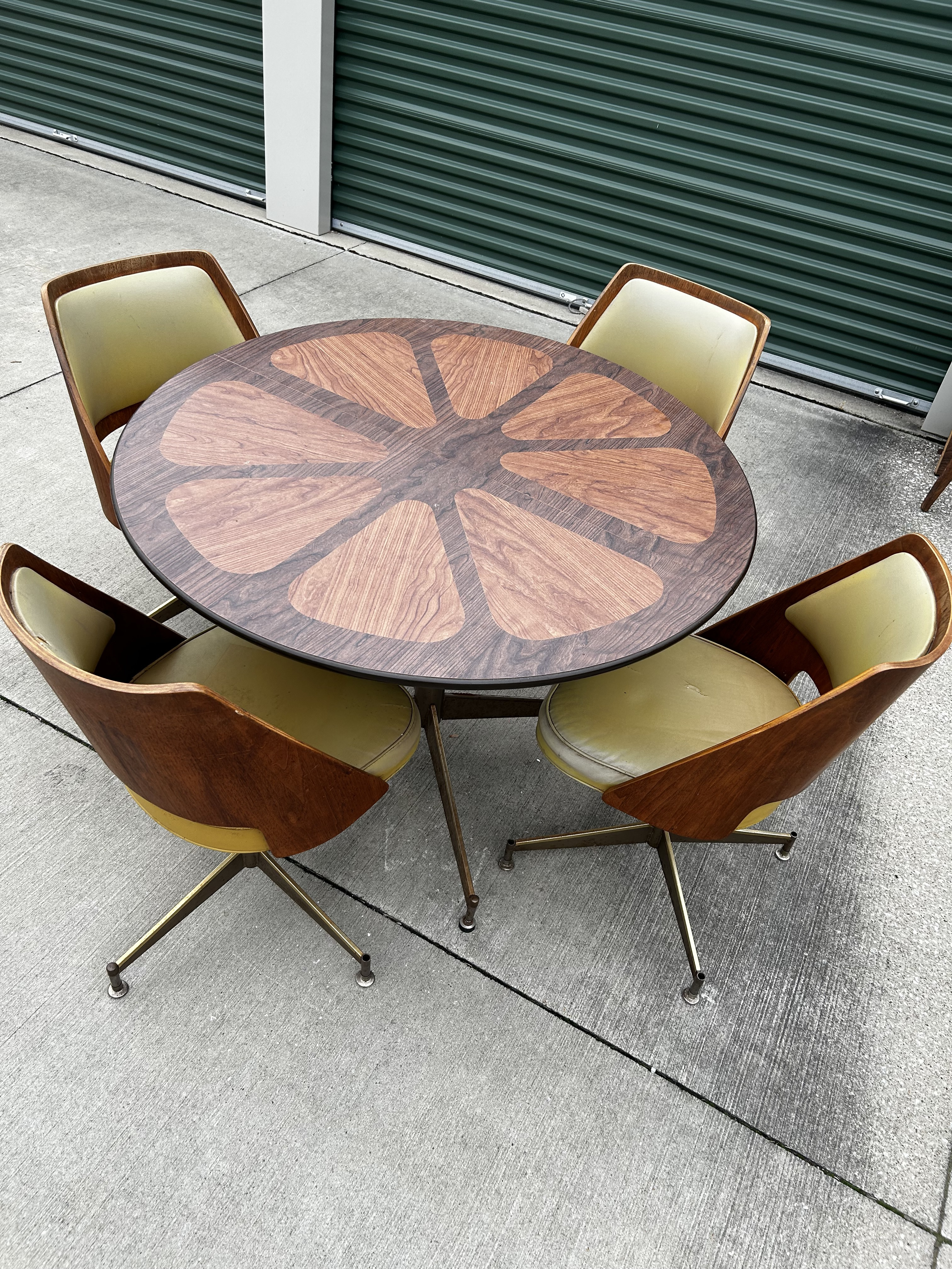 1960s Mid Century Brody Brentwood Orange Slice Table and Chairs