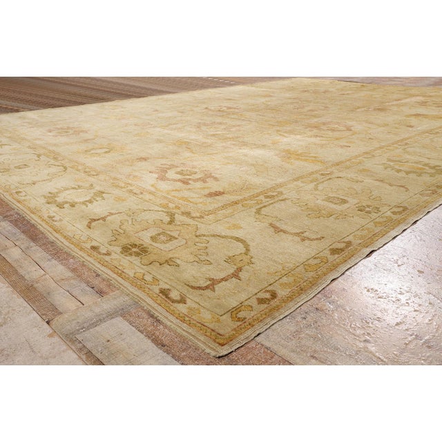 Tan Vintage Turkish Oushak Rug, 11'06 X 15'01 For Sale - Image 8 of 10