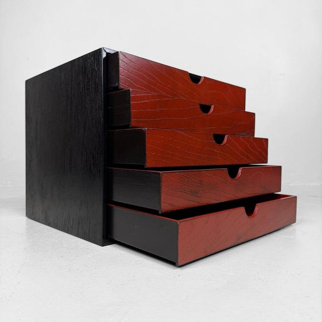Contemporary Japanese Lacquered Filing Cabinet with Five Drawers, 1980s For Sale - Image 3 of 11