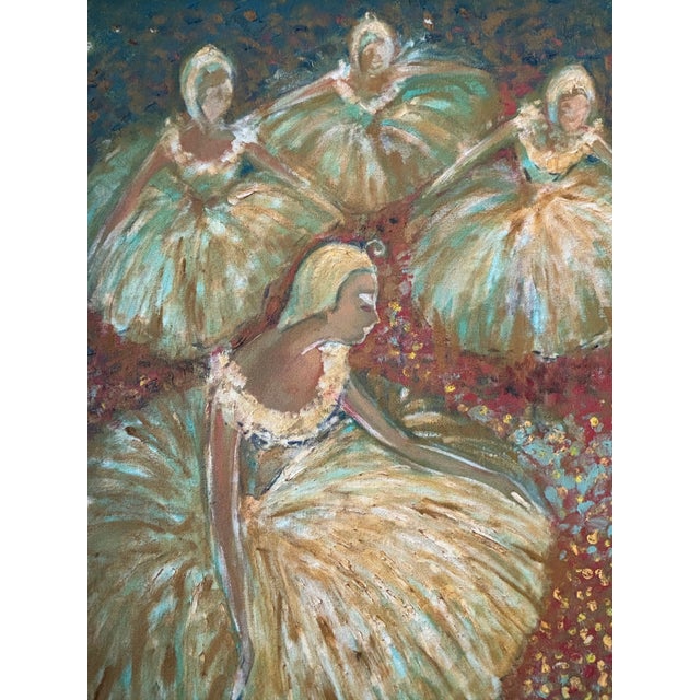 1960s Mid Century Oil on Canvas Ballerinas Abstract Impressionist For Sale - Image 5 of 7