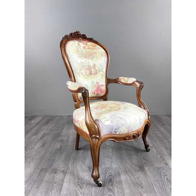 Antique Napoleon III Carved Wooden Armchair For Sale - Image 3 of 12