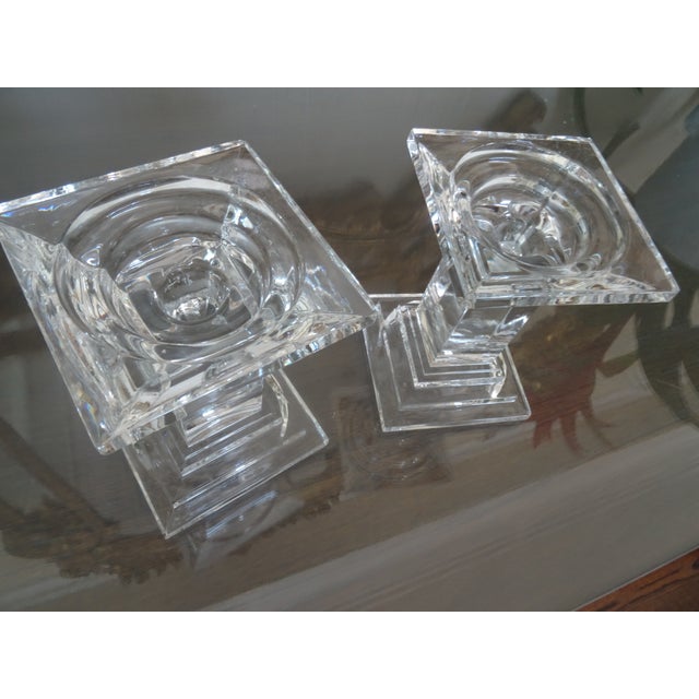 Crystal Pillar Candleholders For Sale - Image 4 of 5