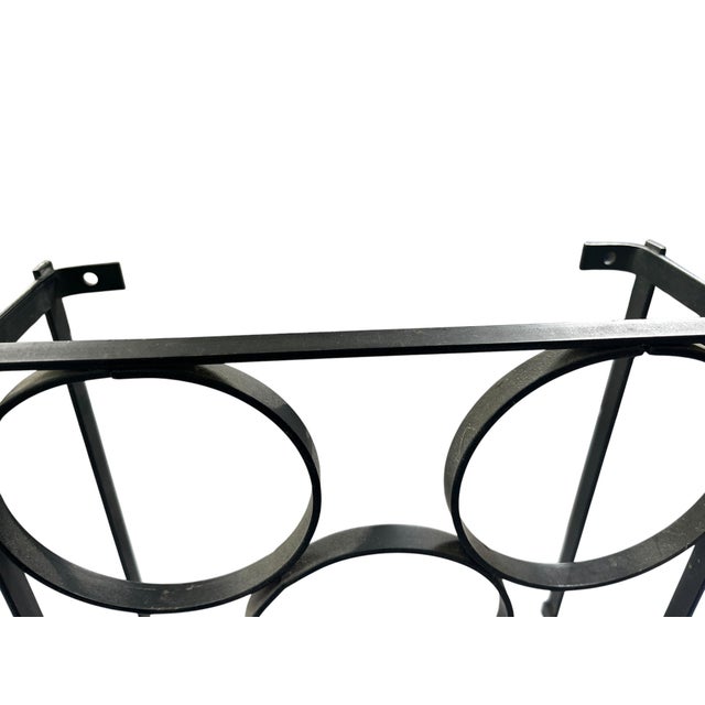 Vintage Mid-Century Modern Geometric Iron Wall-Mount 5 Bottle Wine Rack For Sale In Jacksonville, FL - Image 6 of 9