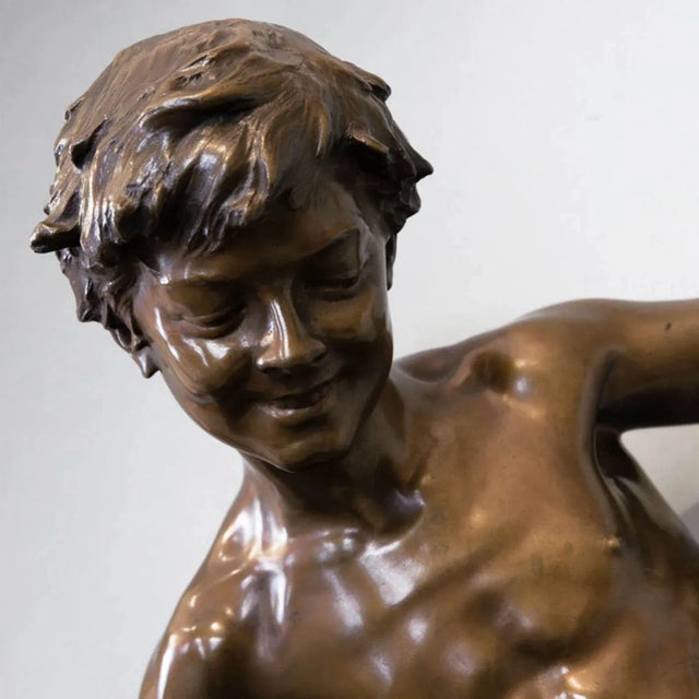 Authors bronze statue "Boy with Roosters" Paul CHEVRE. H - 75 cm. Represents the work of the famous Franco-Canadian master...