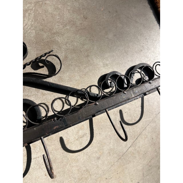 Metal 1970s French Iron Scrolling Plant and Tea Cup Holder Wall Hanging For Sale - Image 7 of 12