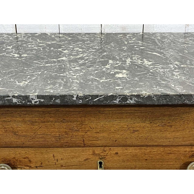 Empire Chest of Drawers in Walnut with Grey St. Anne Marble Top, 19th Century For Sale - Image 12 of 17