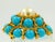 Art Deco 1960s Kenneth Jay Lane k.j.l Glass Pearl Turquoise Blue Brooch Gold Plated Vintage For Sale - Image 3 of 8