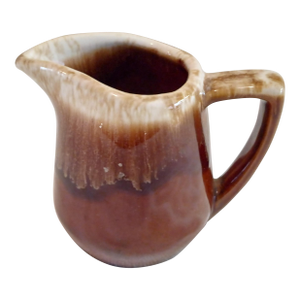 Vintage Stoneware Brown Drip Glaze Usa 5" Pitcher