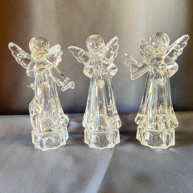 Vintage French Crystal Angel Trio, Sculptural Holiday Decor For Sale In Portland, OR - Image 6 of 9